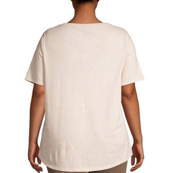 Terra & Sky Womens Beige V-Neck Short Sleeve Relaxed Fit Top Size 4X (28W-30W) - Picture 6 of 9